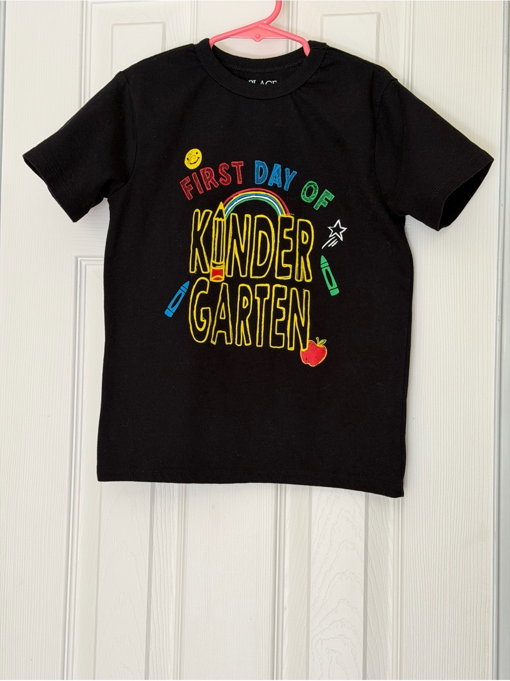 4/$25 The Children’s Place First Day of Kindergarten Black T‑Shirt Size S/P 5/6